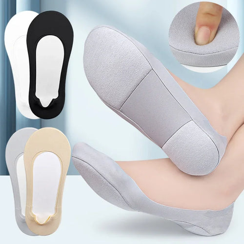 Women'S Boat Socks for Plantar Fasciitis | Shock-Absorbing Insoles, Invisible Non-Slip Foot Pads for Comfortable Support