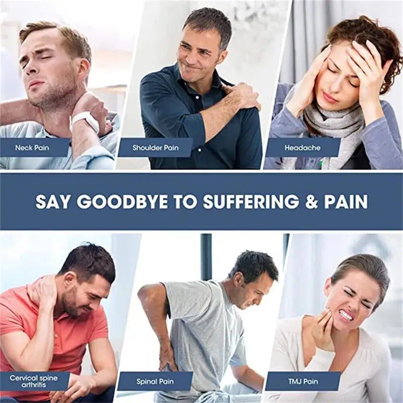 Different types of pain Orax helps relieve: neck, shoulder, headache, back, and jaw